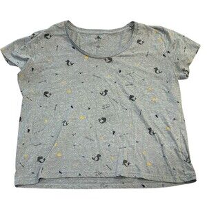 Disney The Little Mermaid Ariel Women 2X Gray T-shirt Dinglehopper Kiss The Girl